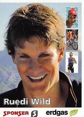 Ruedi Wild Autogrammkarte Original Signiert Triathlon + A37696