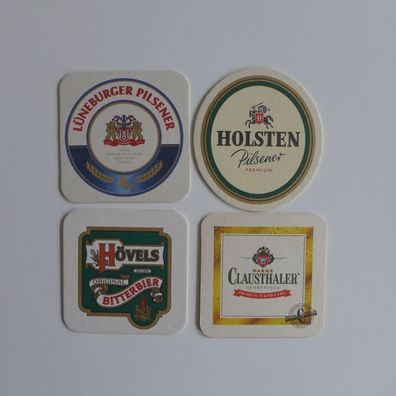 4 Bierdeckel Hövels Holsten Lüneburger Clausthaler