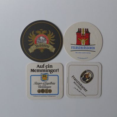 4 Bierdeckel , Franziskaner , Feldschlösschen , Memminger , Jarosover