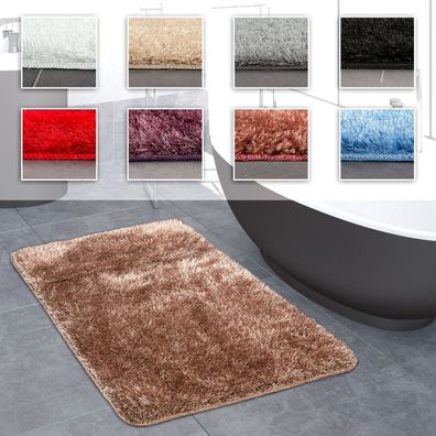 Hochflor Badezimmer Teppich Einfarbig Rutschfest In Versch. Größen u. Farben