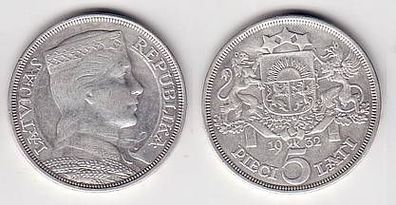 5 Lati Silber Münze Lettland 1932