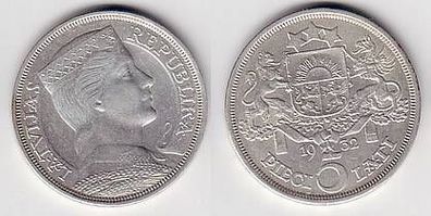 5 Lati Silber Münze Lettland 1932