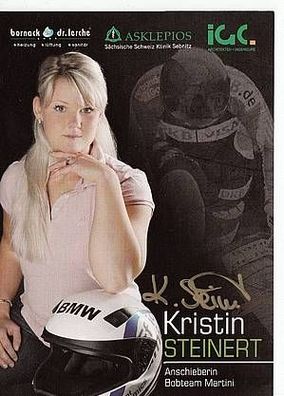 Kristin Steinert Autogrammkarte Original Signiert Bob-Fahren + A37870