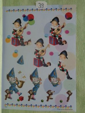 3D Schneidebogen Din A4 Clown Manege Zirkus Harlekin Party Fete
