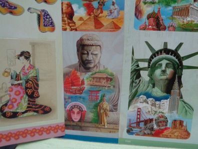 3D Schneidebogen Motivpapier Ägypten Asien China USA Frankreich England Stadt Berlin