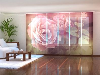Fotogardine Retro Rose Schiebevorhang mit Motiv Flächenvorhang Fotodruck auf Maß