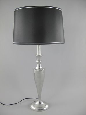 Tischlampe, Polierte Aluminium Lampe im 50er Jahre Look Designer Leuchte 69 cm