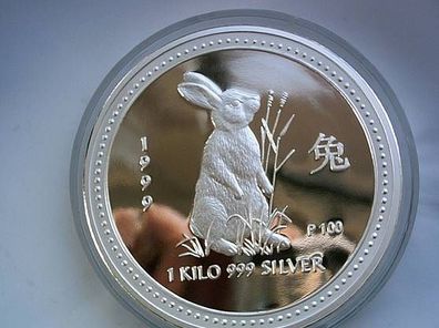 Original 30$ 1999 PP Australien Hase Lunar Hase 1kg Silber kilo Silber RAR