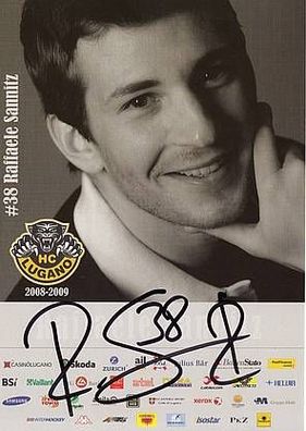 Raffaele Sannitz HC Lugano 2008-09 TOP Original Signiert Eishockey + G 5411