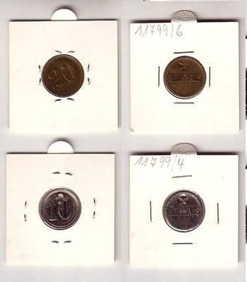 2 x alte Wertmarken Rothaus 10 und 20 aus Messing bzw. Zink