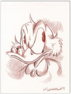 Klausewitz: Original Rötelzeichnung : Dagobert Duck / 24x32 cm