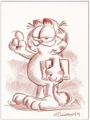 Klausewitz: Original Rötelzeichnung : Garfield / 24x32 cm