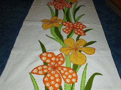 Handtuch mit Blumendruck-VEB Frottana--gelb / orange