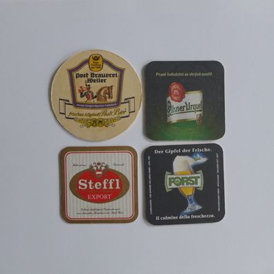4 Bierdeckel , Urquell , Forst , Steffl , Post Brauerei