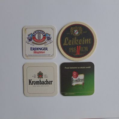 4 Bierdeckel , Urquell , Krombacher , Erdinger , Leikeim