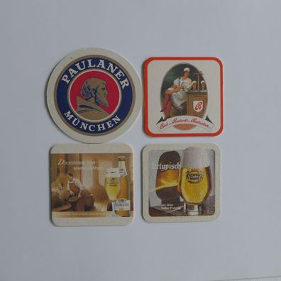 4 Bierdeckel Budweiser Kulmbacher Paulaner Zipfer