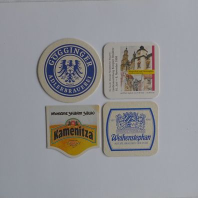 4 Bierdeckel Kamenitza Gögginger Allgäuer Weihenstephan