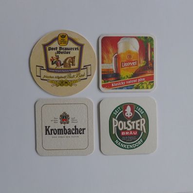 4 Bierdeckel Litovel Post Brauerei Krombacher Polster