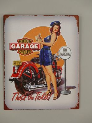 Blechschild, Reklameschild, No Parking, Motorrad Wandschild 25x20 cm