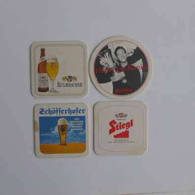 4 Bierdeckel , König , Schöfferhofer , Stiegl , Kulmbacher