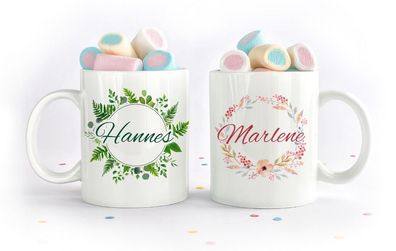 Partnertasse Namenstasse Tassen Set Geschenkset, Valentinstag, Hochzeit, Paar, Einzug