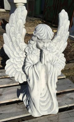 Engel kniend betend Flügel hoch 53cm Grabengel Steinguss Steinfigur Schutzengel