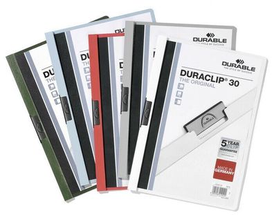 25 Stück Durable Klemm-Mappe Duraclip® 30, Hartfolie, bis 30 Blatt farbiger mix