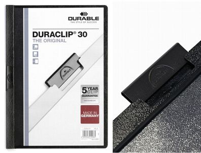 25 Stück Durable Klemm-Mappe Duraclip® 30, Hartfolie, bis 30 Blatt in schwarz