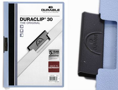 25 Stück Durable Klemm-Mappe Duraclip® 30, Hartfolie, bis 30 Blatt in blau