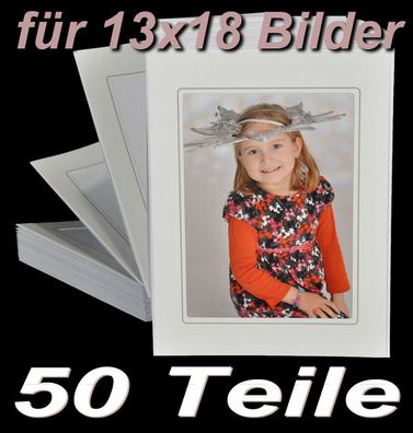 Leporello für 50 Fotos 13x18 - weiß mit grauem Rahmen - alle Passepartouts eckig