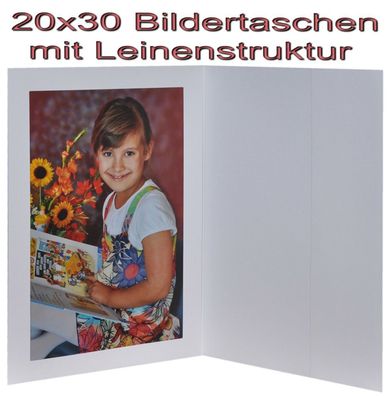 5x Portraitmappe / Leporello / Bildermappe für 20x30 mit Seitentasche in weiss