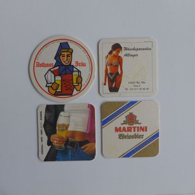 4 Bierdeckel Rothaus Ochsen Martini Suzuki Allinger