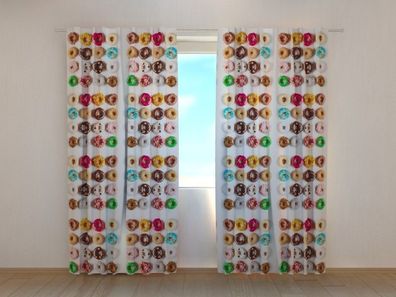 Fotogardine Donuts Vorhang Fotovorhang mit Motiv Gardine mit Foto Maßanfertigung