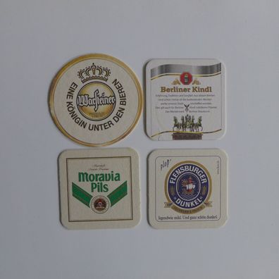 4 Bierdeckel Moravia Warsteiner Flensburger Berliner