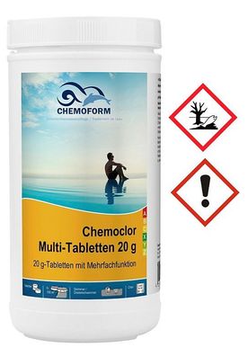 Chemoform Chlor Multi-Tabletten 20g | Poolwasserpflege Tabs 3 in 1 Aktivchlor