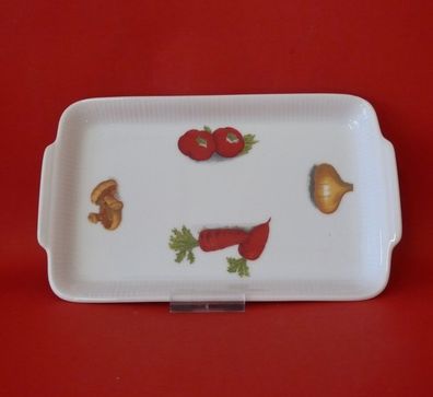 viereckige Bunte Porzellan Platte mit Zwiebel, Tomaten, Champignons, Karotten Muster
