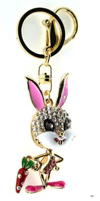 1 3D Schlüsselanhänger, Hase Kaninchen Rabbit Hare Bunny rosa