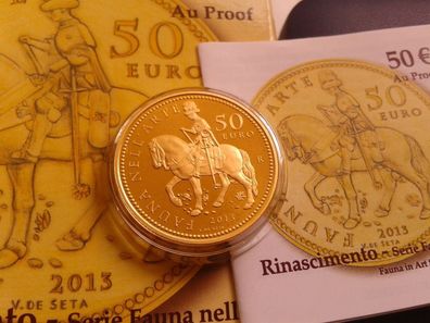 Original 50 euro 2013 PP proof Gold Italien Flora in der Kunst Renaissance