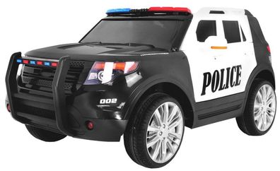 Polizei Geländewagen (2x45Watt) Ledersitz - schwarz/ weiß - Kinder Elektroauto