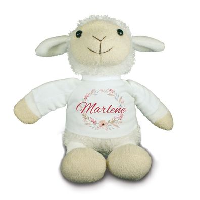 Kuscheltier Schaf mit Name bedruckt, Geschenk zur Geburt, Taufe, Ostern, Stofftier