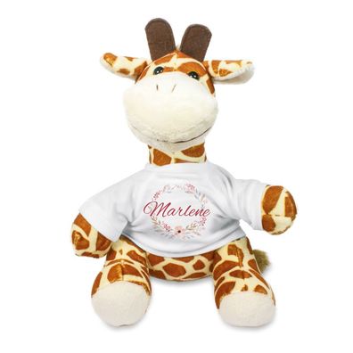 Kuscheltier Giraffe mit Name bedruckt, Geschenk zur Geburt, Taufe, Ostern, Stofftier