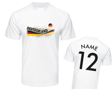 Deutschland T-Shirt mit Name und Rückennummer, weiß Trikot, Fanshirt, Vatertag