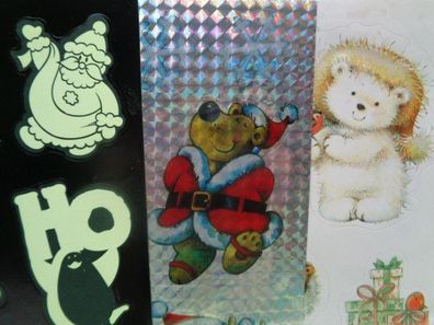 Stickerbogen Din A4 Weihnachten Weihnachtsmann Pinguin Teddy-Bär Schneemann