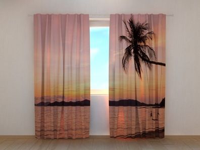 Fotogardine Ozean Palme Strand Vorhang bedruckt Fotodruck Fotovorhang nach Maß