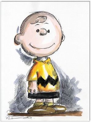 Klausewitz: Original Feder und Aquarell : Peanuts Charlie Brown / 24x32 cm