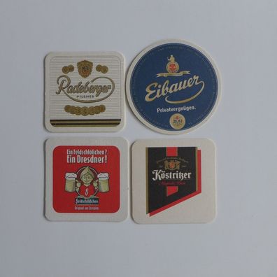 4 Bierdeckel , Köstritzer , Radeberger , Feldschlößchen , Eibauer
