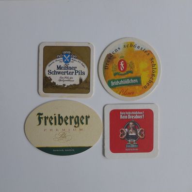 4 Bierdeckel , Freiberger , Meissner , Feldschlößchen