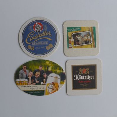 4 Bierdeckel , Einsiedler , Freiberger , Braustolz , Köstritzer