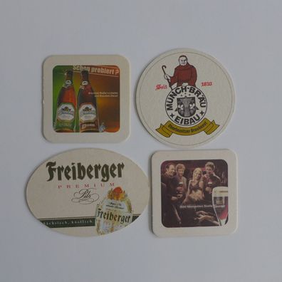 4 Bierdeckel , Eibauer , Freiberger , Braustolz , Köstritzer