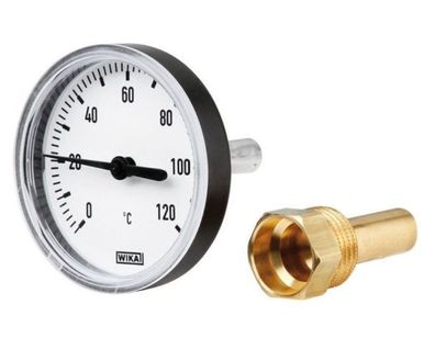 Wika Bimetall Zeigerthermometer 0-120 °C Ø 63 80 100 mm 1/2" Tauchhülse Heizung